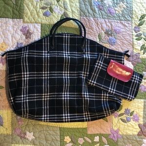 Glen Check Plaid Twos Company Packable Weekender